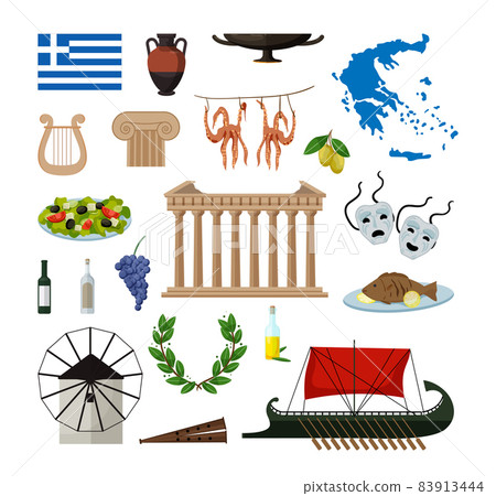 Set of Greece Associative Illustrations 83913444