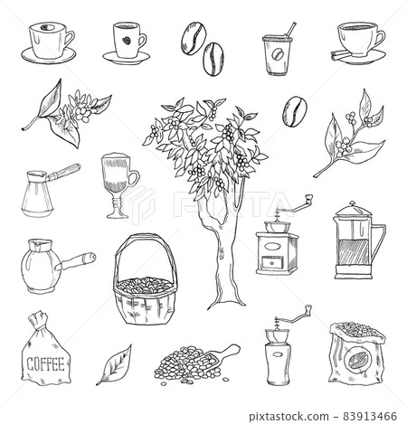 Coffee Illustrations in Art Ink Style Coffee Illustrations in Art Ink Style 83913466