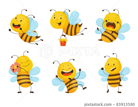 Set of Illustrations with Bee Character 83913580
