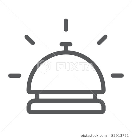 Hotel bell line icon, travel and hotel, reception sign vector graphics, a linear pattern on a white background, eps 10. Hotel bell line icon, travel and hotel, reception sign vector graphics, a linear pattern on a white background, eps 10. 83913751