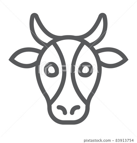 Cow line icon, animal and zoo, cattle sign vector graphics, a linear pattern on a white background, eps 10. 83913754