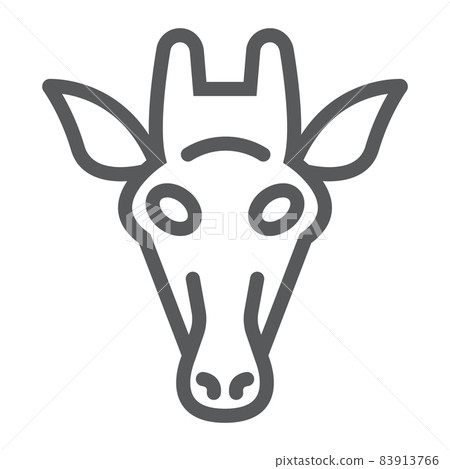 Giraffe line icon, animal and zoo, mammal sign vector graphics, a linear pattern on a white background, eps 10. Giraffe line icon, animal and zoo, mammal sign vector graphics, a linear pattern on a white background, eps 10. 83913766