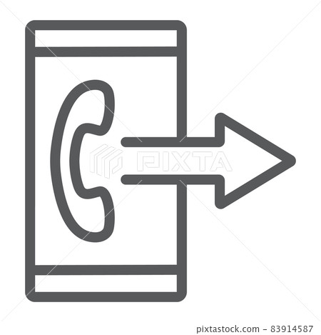 Outgoing call line icon, smartphone and ring, button sign, vector graphics, a linear pattern on a white background, eps 10. Outgoing call line icon, smartphone and ring, button sign, vector graphics, a linear pattern on a white background, eps 10. 83914587