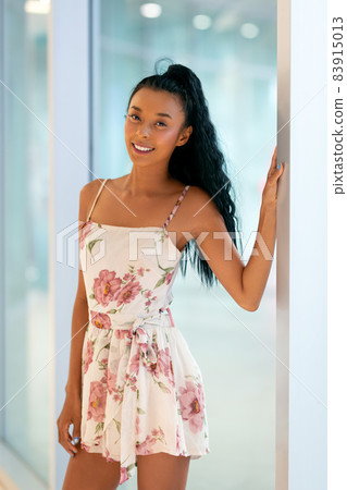 Fashion close-up portrait of young asian girl posing near to big window Fashion close-up portrait of young asian girl posing near to big window 83915013