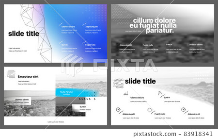 Presentation templates. Composition of geometric shapes and clipping masks to decorate your presentation or project. Minimalist design, easy to edit 83918341