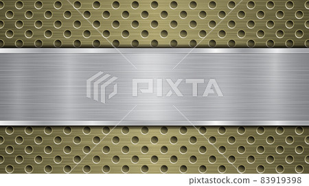 Metal background with holes and a polished plate Metal background with holes and a polished plate 83919398