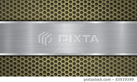 Metal background with holes and a polished plate Metal background with holes and a polished plate 83919399