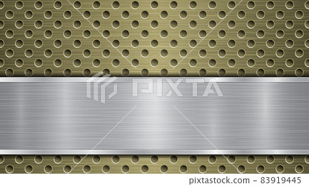 Metal background with holes and a polished plate Metal background with holes and a polished plate 83919445