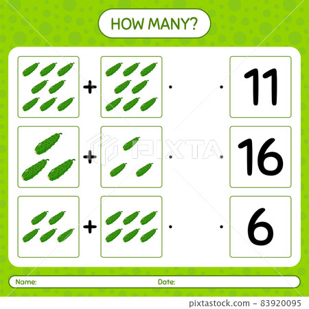 How many counting game with cucumber. worksheet for preschool kids, kids activity sheet, printable worksheet 83920095