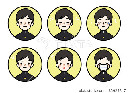 Person icon_boys high school facial expression set 83923847