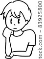 Thinking boy (black and white, line drawing) 83925800