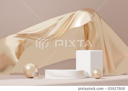 3d illustration luxury premium pedestal product display with abstract geometric shapes. Minimal scene for present product promotion and beauty cosmetics. 83927808