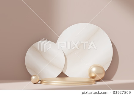 3d illustration luxury premium pedestal product display with abstract geometric shapes. Minimal scene for present product promotion and beauty cosmetics. 83927809