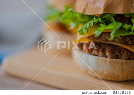 Hamburger close-up tableware material Hamburger close-up tableware material 83928158