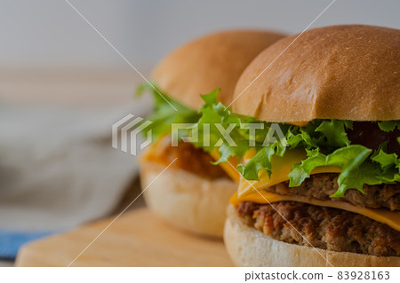 Hamburger close-up tableware material Hamburger close-up tableware material 83928163