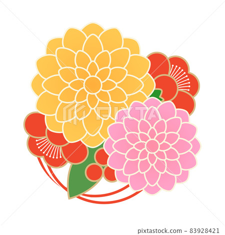 Japanese style flower illustration - Stock Illustration [83928421] - PIXTA
