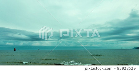 A view of the sea off Haeundae Beach in Busan on a cloudy day A view of the sea off Haeundae Beach in Busan on a cloudy day 83928529