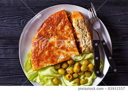 burek is a crispy pastry pie with meat filling burek is a crispy pastry pie with meat filling 83931557