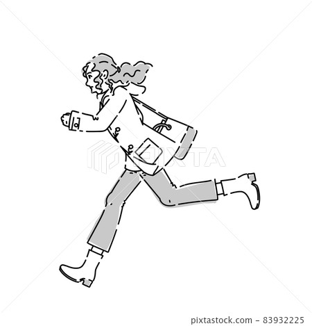 Running woman, whole body sideways Running woman, whole body sideways 83932225