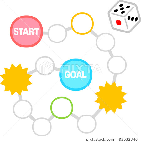 Sugoroku 遊戲板和骰子 Sugoroku 遊戲板和骰子 83932346