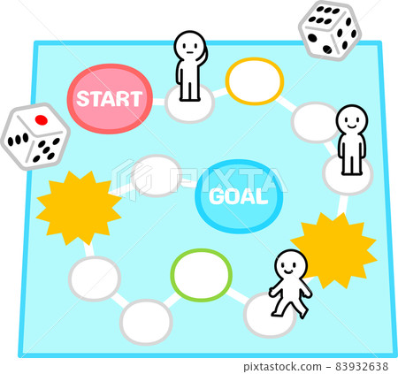 Image of a person moving on a sugoroku board 83932638