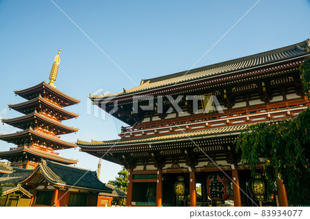Tokyo Sensoji Temple Hozomon and Five-storied Pagoda 83934077