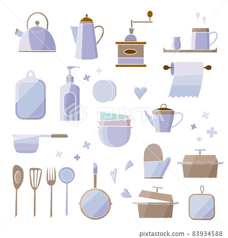 Kitchen utensil set lineless blue Kitchen utensil set lineless blue 83934588