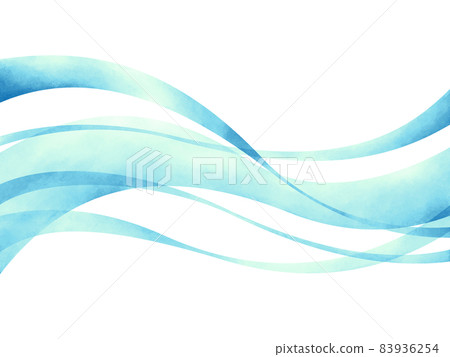 Blue band wave central background material illustration hand drawn watercolor style Blue band wave central background material illustration hand drawn watercolor style 83936254