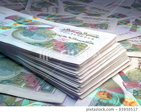 Algerian money. Algerian dinar banknotes. 500 DZD dinars bills. 83938517
