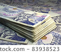 Czech money. Czech koruna banknotes. 5000 CZK Kc bills. 83938523