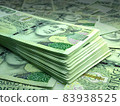 Czech money. Czech koruna banknotes. 2000 CZK Kc bills. 83938525