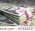 Czech money. Czech koruna banknotes. 1000 CZK Kc bills. 83938527