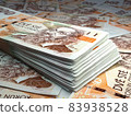 Czech money. Czech koruna banknotes. 200 CZK Kc bills. 83938528