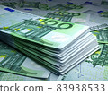 European money. European euro banknotes. 100 EUR euro bills. 83938533