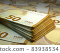 European money. European euro banknotes. 50 EUR euro bills. 83938534