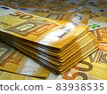 European money. European euro banknotes. 50 EUR euro bills. 83938535