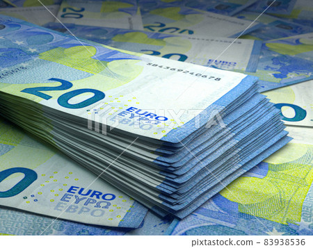 European money. European euro banknotes. 20 EUR euro bills. European money. European euro banknotes. 20 EUR euro bills. 83938536