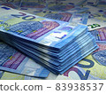 European money. European euro banknotes. 20 EUR euro bills. 83938537