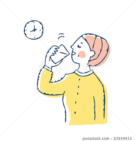 Woman drinking water in the morning 83939413
