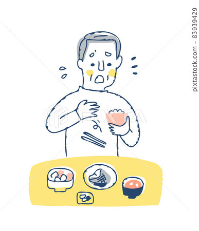 Senior man dropping chopsticks during a meal 83939429