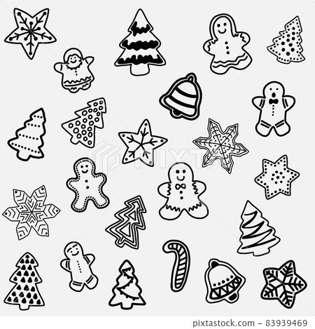 Doodle freehand sketch drawing of ginger bread cookie. Doodle freehand sketch drawing of ginger bread cookie. 83939469