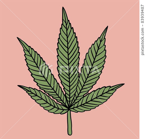 simplicity cannabis leaf freehand drawing flat design. 83939487