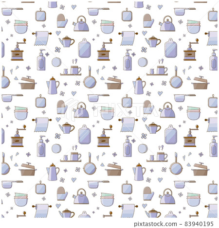 Pattern pattern blue of kitchen utensils Pattern pattern blue of kitchen utensils 83940195