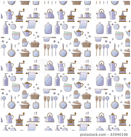 Pattern pattern blue of kitchen utensils Pattern pattern blue of kitchen utensils 83940196