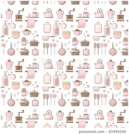Pattern pattern pink of kitchen utensils 83940206