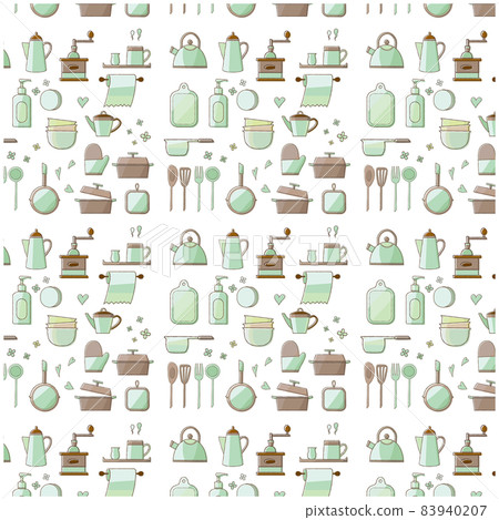 Kitchen utensils pattern pattern green 83940207