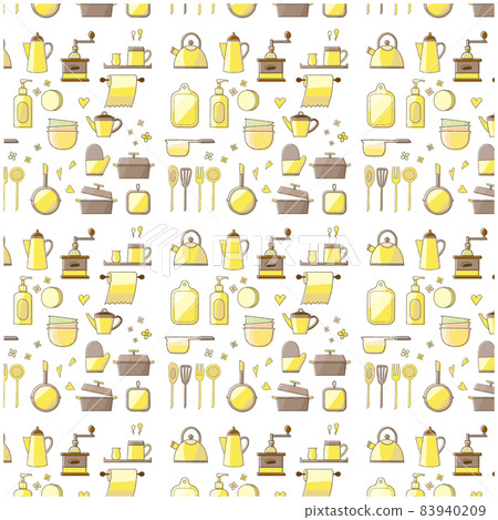 Kitchen utensils pattern pattern yellow Kitchen utensils pattern pattern yellow 83940209