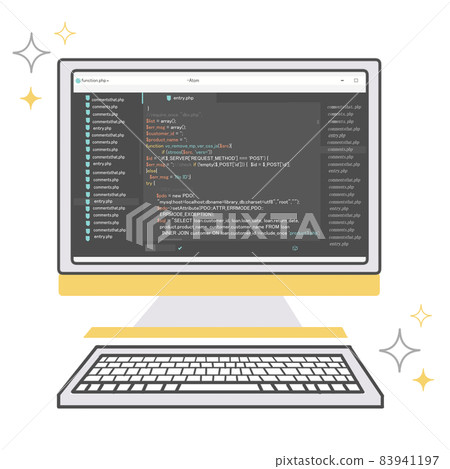 多彩的台式電腦插圖編程屏幕 83941197