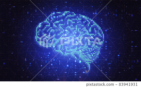 Illustration of electronic digital brain with lighting effect. Abstract technology health care concept 83941931