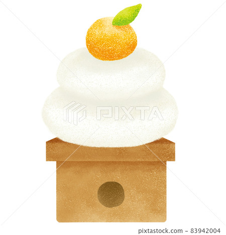 用水彩和手繪橙子在三面的新年裝飾品 Kagami mochi 用水彩和手繪橙子在三面的新年裝飾品 Kagami mochi 83942004